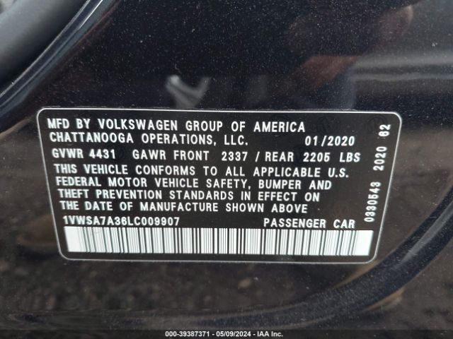 1VWSA7A36LC009907 Volkswagen Passat 2.0t Se