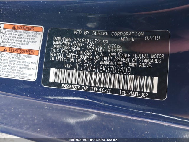 Toyota 86 2019 JF1ZNAA18K8703409 Image 9