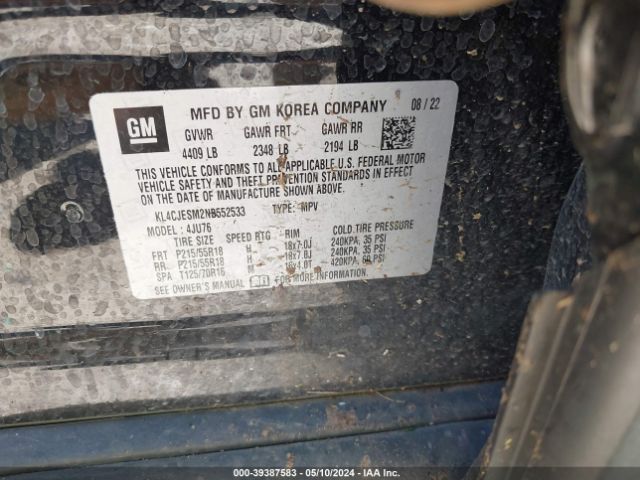 KL4CJESM2NB552533 Buick Encore Awd Preferred