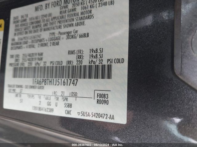 1FA6P8TH1J5161747 Ford Mustang Ecoboost