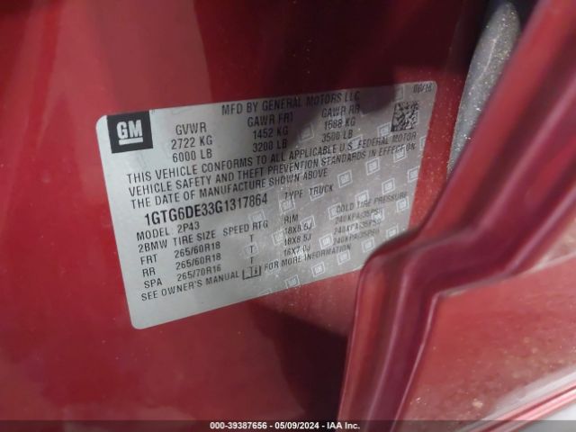 1GTG6DE33G1317864 GMC CANYON SLT