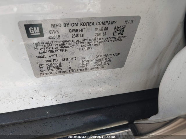 KL4CJASB2KB760494 Buick Encore Fwd Preferred