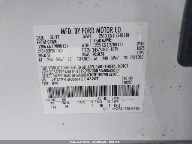 Ford Edge Titanium 2017 2FMPK4K95HBC43207 Image 9