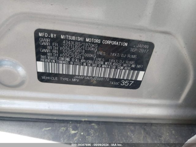 2018 MITSUBISHI OUTLANDER SPORT JA4AP3AU5JZ008170 Photo 8