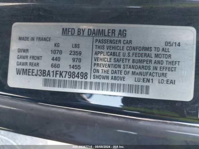 WMEEJ3BA1FK798498 Smart Fortwo Passion/pure