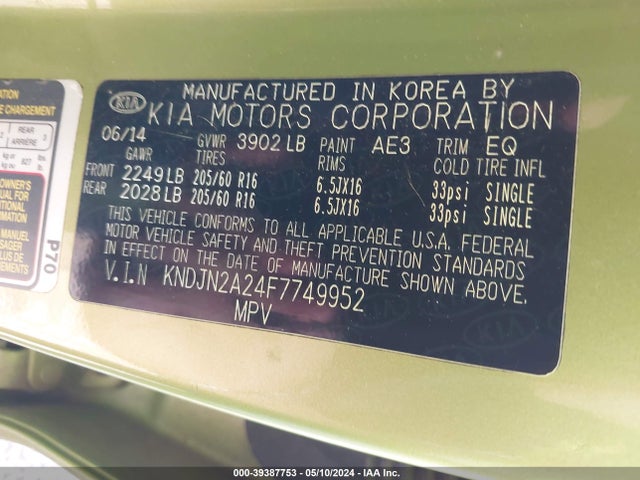 KIA Soul 2015 KNDJN2A24F7749952 Image 9