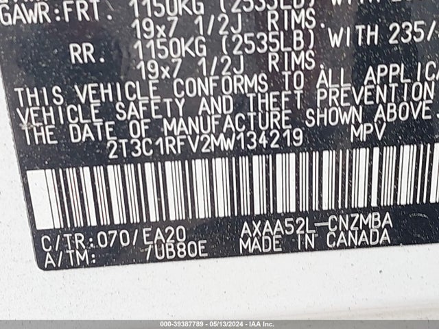 Toyota Rav4 Xle Premium 2021 2T3C1RFV2MW134219 Image 9