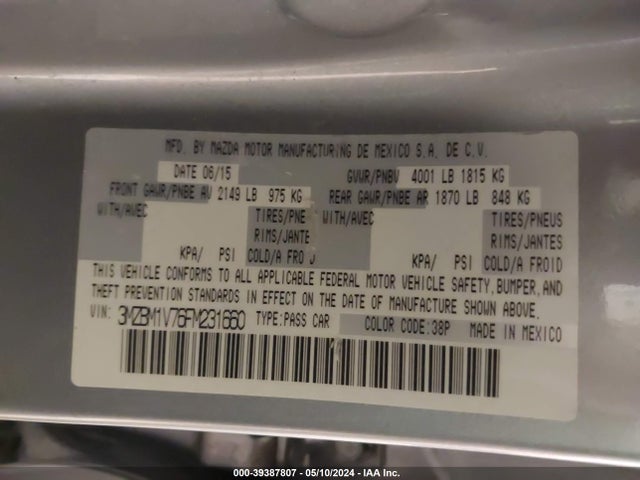 Mazda Mazda3 I Touring 2015 3MZBM1V76FM231660 Image 9