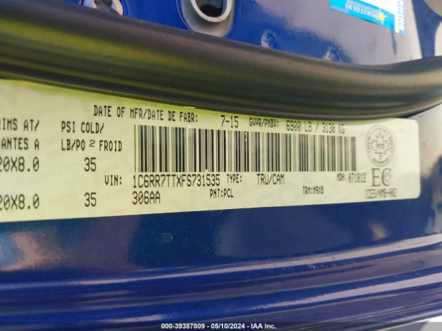 1C6RR7TTXFS731535 RAM 1500 Slt