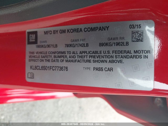 Chevrolet Spark Ev 2lt 2015 KL8CL6S01FC773676 Image 9