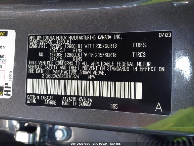 2T2GDCAZ8RC010324 Lexus Nx 250 Premium