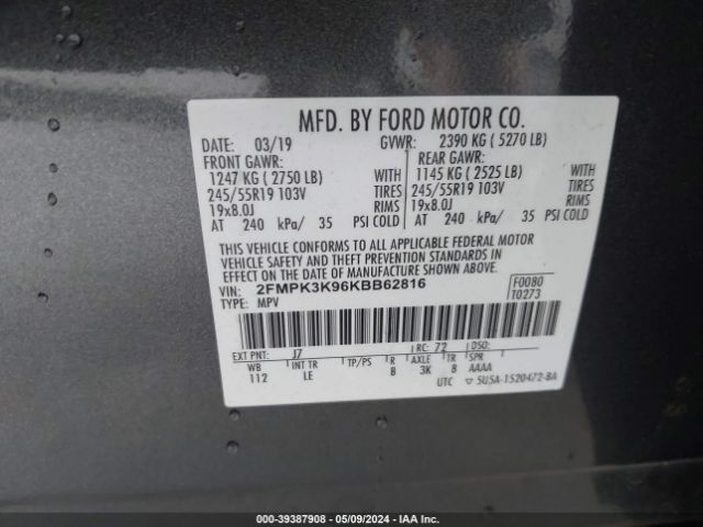 2FMPK3K96KBB62816 Ford Edge Titanium