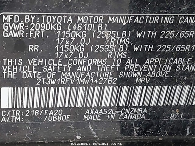 Toyota Rav4 Xle 2021 2T3W1RFV1MW142762 Image 9