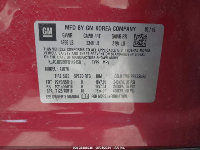 KL4CJBSB0FB149150 Buick Encore Convenience