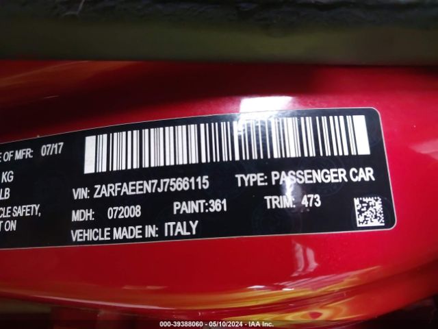 ZARFAEEN7J7566115 Alfa Romeo Giulia Ti Sport Awd