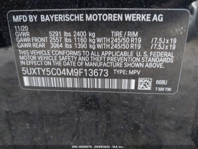 5UXTY5C04M9F13673 BMW X3 Xdrive30i
