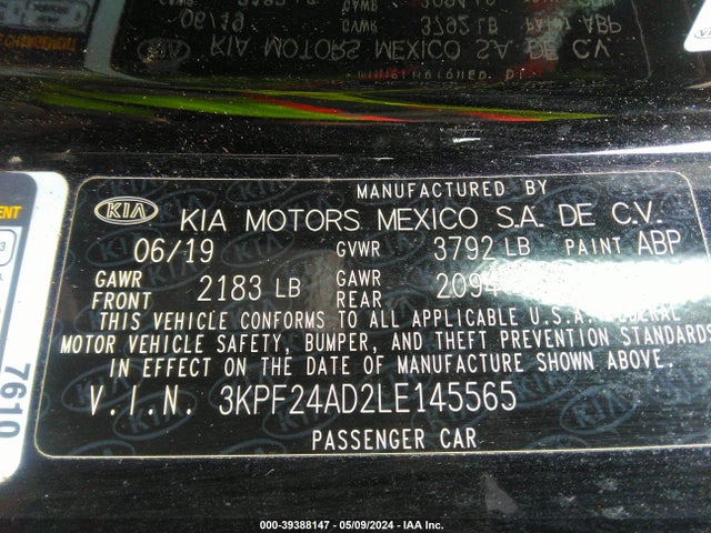 KIA Forte Lxs 2020 3KPF24AD2LE145565 Image 9