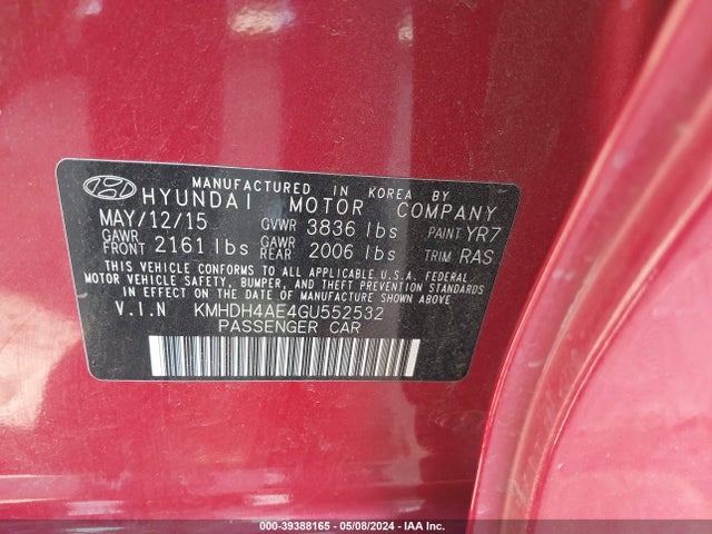 Hyundai ELANTRA SE 2016 KMHDH4AE4GU552532 Image 9