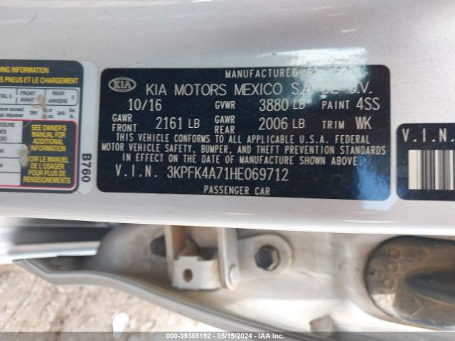 3KPFK4A71HE069712 KIA FORTE LX