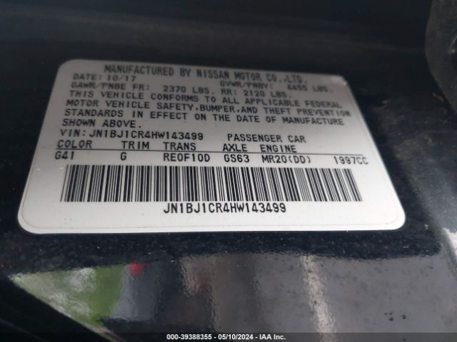 JN1BJ1CR4HW143499 Nissan Rogue Sport Sv