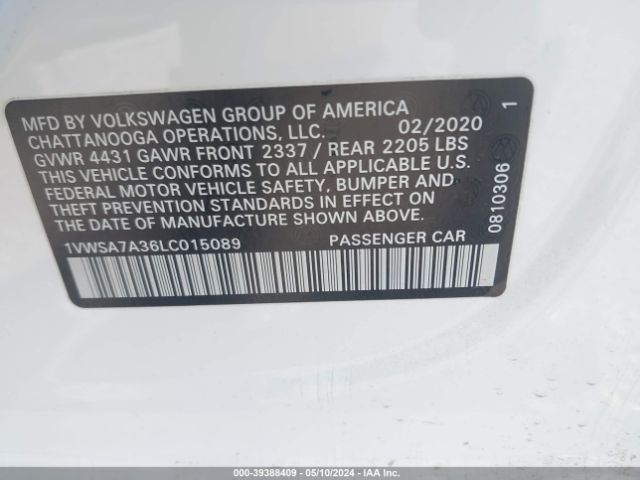 1VWSA7A36LC015089 Volkswagen Passat 2.0t Se