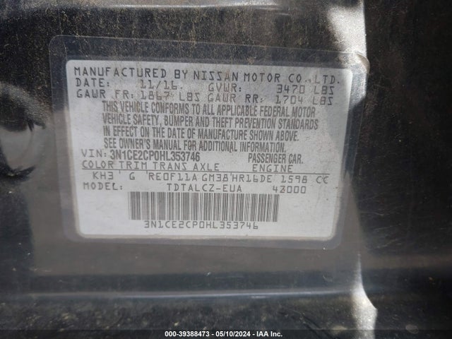 Nissan Versa Note S Plus 2017 3N1CE2CP0HL353746 Image 9