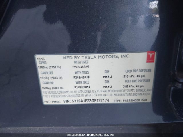 5YJSA1E23GF122174 Tesla Model S 60d/70d/75d/85d/90d