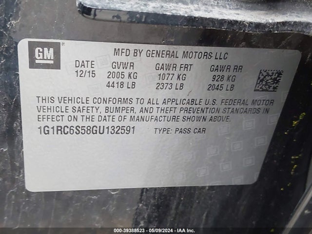 Chevrolet VOLT LT 2016 1G1RC6S58GU132591 Image 9