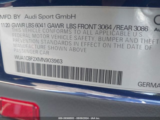 2021 AUDI RS 6 AVANT WUA1CBF2XMN903963 Photo 8