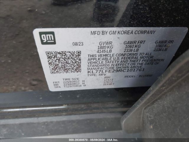 KL77LFE29RC101761 Chevrolet Trax Fwd Sp