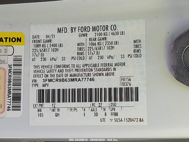Ford Bronco Sport Big Bend 2021 3FMCR9B63MRA77746 Image 9