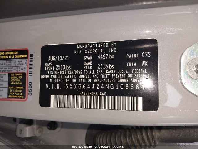 KIA K5 Gt-line 2022 5XXG64J24NG108664 Image 9