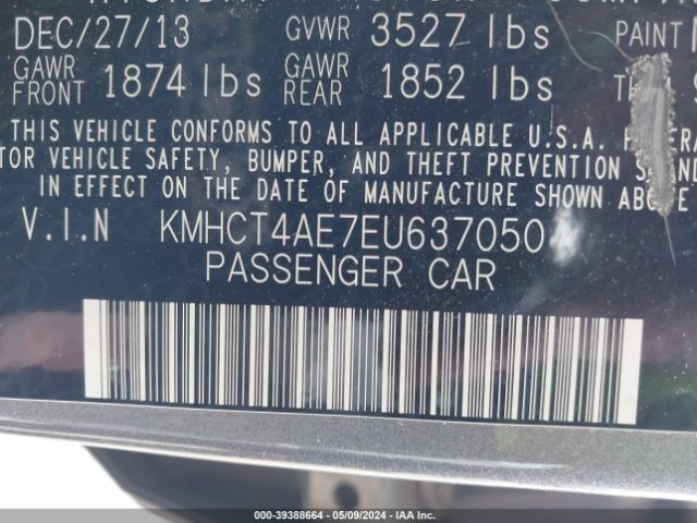 KMHCT4AE7EU637050 Hyundai ACCENT GLS
