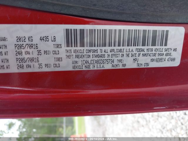 1C4NJCEA8GD675734 Jeep Compass Latitude