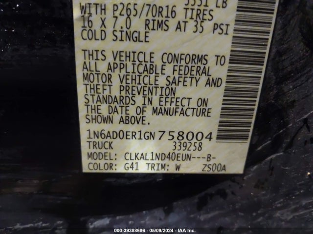 Nissan FRONTIER S 2016 1N6AD0ER1GN758004 Image 9