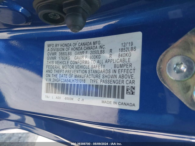 Honda CIVIC SI COUPE 2020 2HGFC3A54LH751018 Image 9
