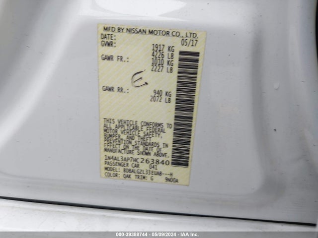 Nissan Altima 2.5 S 2017 1N4AL3AP7HC263840 Image 9