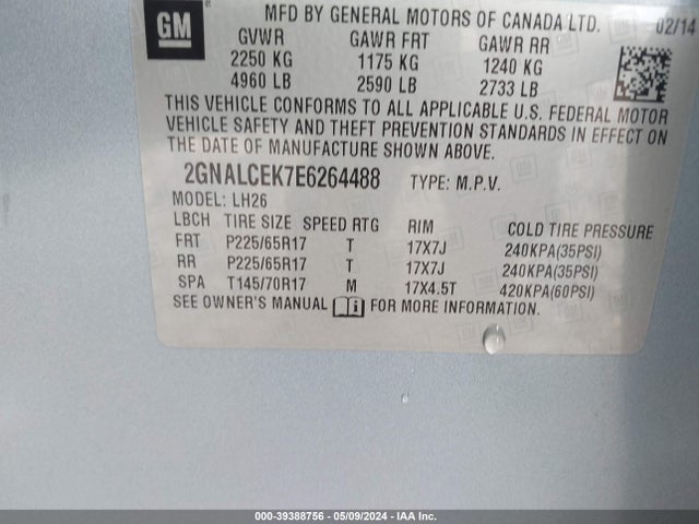 Chevrolet Equinox 2lt 2014 2GNALCEK7E6264488 Image 9