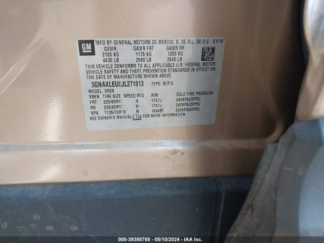 Chevrolet EQUINOX LT 2018 3GNAXLEU0JL271813 Image 9
