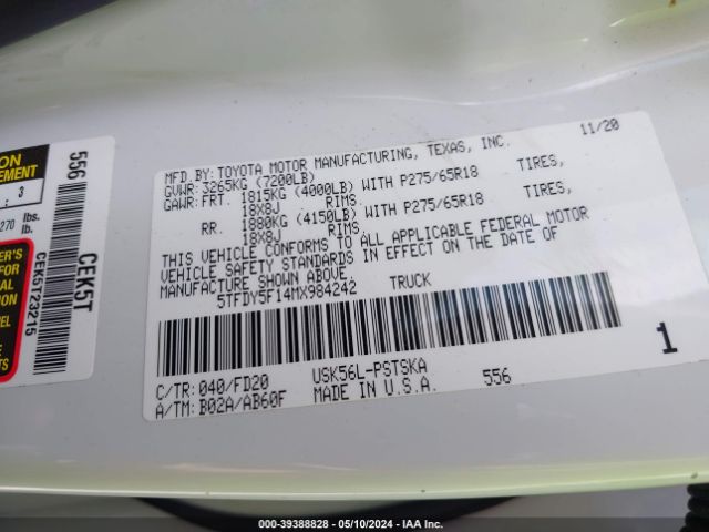 5TFDY5F14MX984242 Toyota Tundra Sr5