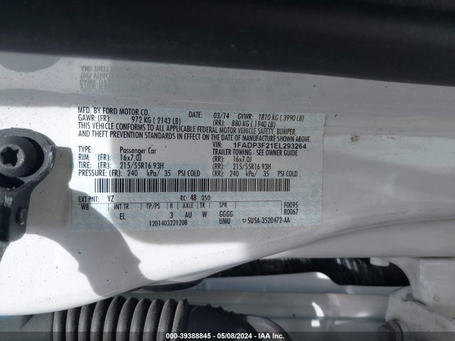 Ford FOCUS SE 2014 1FADP3F21EL293264 Image 9