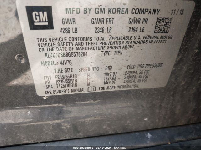 KL4CJCSB8GB578284 Buick Encore Leather