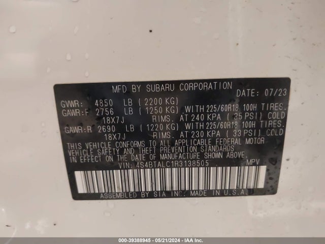 Subaru Outback Onyx Edition 2024 4S4BTALC1R3138505 Image 9