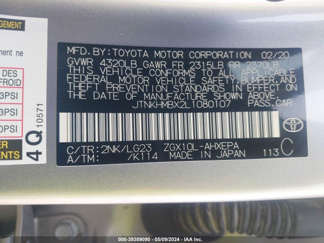 Toyota C-hr Limited 2020 JTNKHMBX2L1080107 Image 9