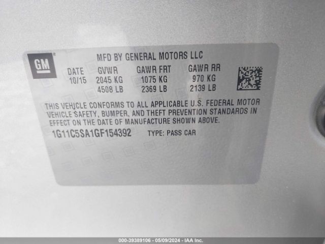 1G11C5SA1GF154392 Chevrolet Malibu Limited Lt