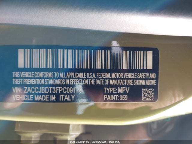 Jeep Renegade Limited 2015 ZACCJBDT3FPC09178 Image 9