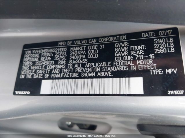 YV440MDU4H2211902 Volvo Xc60 T5 Inscription