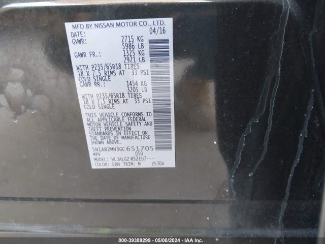 Nissan Pathfinder Sl 2016 5N1AR2MN3GC651705 Image 9