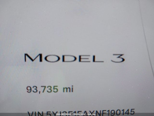 5YJ3E1EAXNF190145 Tesla Model 3 Rear-wheel Drive