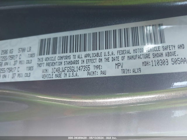 1C4BJWFG5GL147355 Jeep Wrangler Unlimited Rubicon